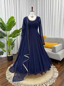 Elegante Conjunto de Salwar Kameez de Poliéster hasta el Suelo de D FASHION GURU, Diseño de Diseñador, Adorno de Piedras Hecho a Mano, Secado Rápido, Estilo Fluido - Product Image 5