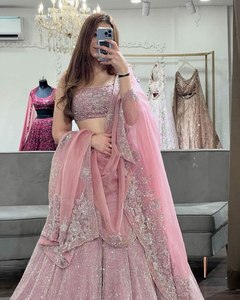 Georgette Silk Lehenga Heavy Embroidery Work Features Full Flair <b>for</b> Movement comfort Perfect <b>for</b> Brides Seeking Modern Parties. - Product Image 2