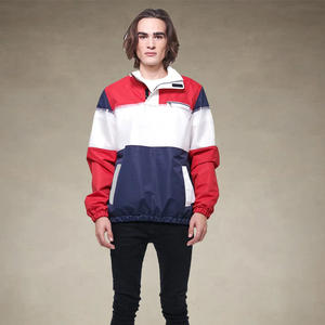 Jersey de nailon personalizado para hombre, chaqueta cortavientos con cuello levantado y media cremallera, diseño de bloque de color, forro de malla impermeable, estilo Anorak - Product Image 3