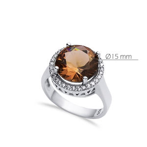 แหวนกลมแบบคลัสเตอร์ซัลทาไนต์อัญมณีเปลี่ยนสีได้อย่างสง่างามแผ่นโรเดียมชุบ925เครื่องประดับเงินสเตอร์ลิง - Product Image 2