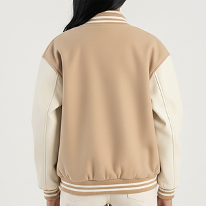Blouson Bomber Varsity Femme Personnalisé avec Logo, 100% Laine Polaire Teinte avec Perles, Bicolore, Écologique, Style Universitaire - Product Image 3