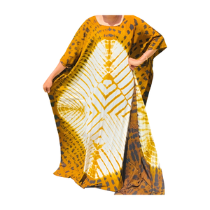 Bohemian Style Geometric <b>Kaftan</b> Women Floor Length Chiffon Rayon Dress Featuring Lace Decoration Breathable Comfortable - Product Image 2