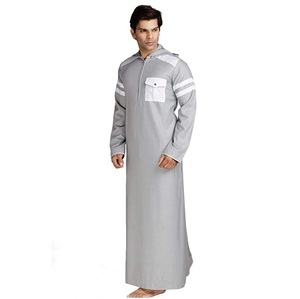 Venta caliente hombres islámicos Abaya manga larga Thobe árabe Jubbah turco Daffah para vestido musulmán ropa marroquí thobes - Product Image 4