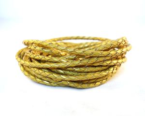 Cordones de cuero metálicos hechos a mano de moda 4mm 5mm 6mm Color dorado Cording de cuero redondo Precio a granel - Product Image 1