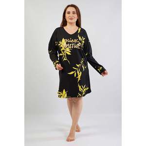 BAYAN P.SUPREM XXL V YAKA DUSUK OMUZLU UZUN KOL ETEGI OVAL TUNIK - สีดำ - สีดำ - Product Image 2