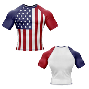 Rashguard de grappling de haute qualité, sublimation intégrale, drapeau américain, polyester et élasthanne, vêtements de combat MMA, chemises de compression - Product Image 6