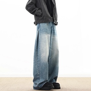 Jean cargo multi-poches pour hommes Y2K Vintage Distressed Baggy Denim Pants Autumn High Street Straight Wide Leg Jean - Product Image 4