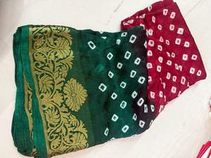 Sari de Algodón y Seda de Diseño Indio con Blusa de Diseño Elaborado Hecha a Mano para Mujeres Adultas, Disponible en Stock, Hecho en India - Product Image 6