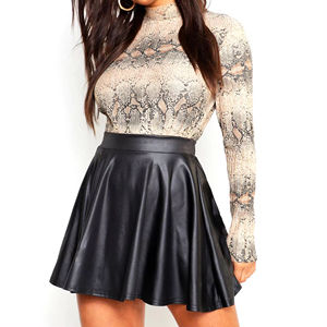 Mini jupe en simili cuir taille haute pour femmes Style de rue moulante pour les fêtes de club Tenue quotidienne Style décontracté Taille naturelle - Product Image 6