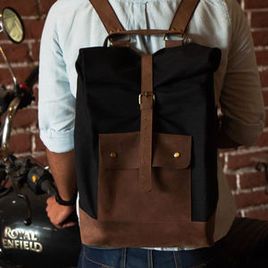 Mochila de Lona y Cuero de Lujo, Gran Capacidad, para Viajes, Escuela, Portátil, Diseño Transpirable y Ecológico, LCBP-0183 - Product Image 4