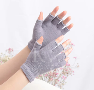 Gants de sécurité décontractés en coton tricoté respirant, mi-doigts, avec manchette élastique pour un ajustement sûr lors des tâches de manutention, de tri et d'emballage - Product Image 5