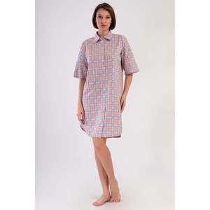 KADIN P.SUPREM DUSUK OMUZLU TAMAMI DUGMELI KISA KOL ETEGI OVAL GOMLEK TUNIK - AZUL - AZUL - Product Image 1