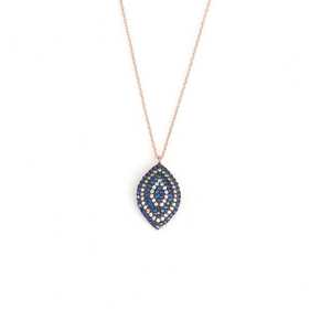 Pendentif Navette en Argent Sterling 925 avec Pierres Roses, Bleues et Blanches, Plaqué Rhodium, Forme Goutte d'Eau et Fleur, Chaînes Tendance avec Diamants et Perles - Product Image 2