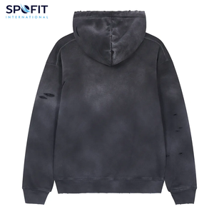 Sweat à capuche épais et surdimensionné pour hommes personnalisable Pull délavé à l'acide avec impression vintage Sweats à capuche en éponge polaire - Product Image 2