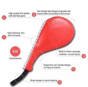 1คู่ (2แผ่น) แผ่นเตะเทควันโดคาราเต้ศิลปะการต่อสู้แผ่นโจมตีสีแดง - Product Image 4