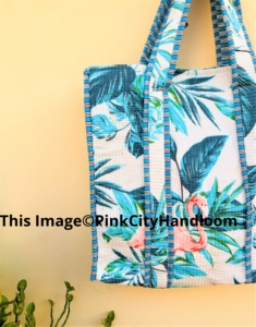 Main Bloc Imprimé Matelassé Sac Fourre-Tout Pour Les Femmes Shopping Épaule Sacs De Plage Avec Fermeture Éclair Cadeau Pour Elle - Product Image 6
