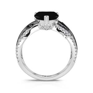 Bague de promesse Jeulia Twist en forme de cœur noir, argent sterling plaqué rhodium, bijoux fins - Product Image 3