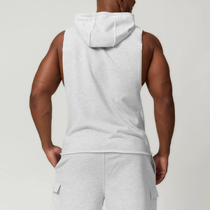 Customizable Printed Sports Fitness <b>Hoodie</b> Summer Workout Men <b>Gym</b> Hoodies Vest Light French Terry Sleeveless <b>Hoodie</b> - Product Image 2