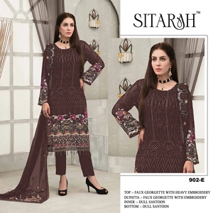 Vestidos de fiesta pesados para mujer con trajes Georgette bordados 3 piezas Slim Fit Quick Dry All Seasons Punjabi Suits by Sitara - Product Image 3