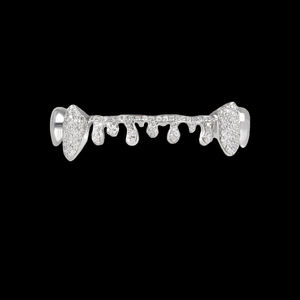 Grillz personnalisé en argent sterling 925, style hip-hop, pour hommes, avec diamants en moissanite glacés, style drip, grillz fin - Product Image 1