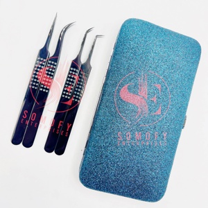 Pince à épiler professionnelle Shine Black Plasma Diamond Grip pour cils, en acier inoxydable durable, 10 mm, pointe lisse et pointue - Product Image 1