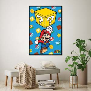 Affiche moderne Super Mario Block Jump pour décorations d'anniversaire - Product Image 1