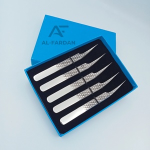 Pinzas para Pestañas de Acero Inoxidable con Acabado Espejo, Pinzas Rectas de Aislamiento con Agarre de Diamante para Extensión de Pestañas, con Cajas de Cartón - Product Image 2
