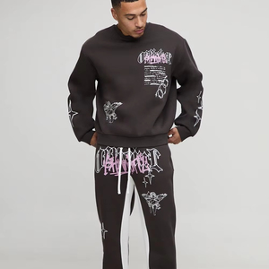 Cuello redondo de alta calidad de algodón/poliéster pulóver sudaderas de hombre ropa de calle chándales transpirable invierno pantalla pesada - Product Image 1