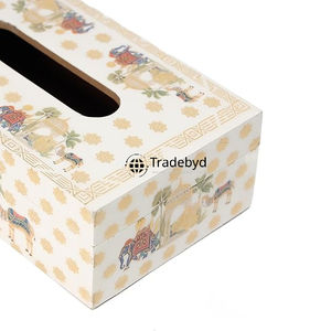 Boîte à mouchoirs en bois carrée de luxe Tradebyd, imprimée en émail, écologique, élégante et décorative - Product Image 5