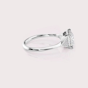 IGI Certified Princess Cut Lab Created Diamond Engagement <b>Ring</b> Solid 925 Sterling Silver Accent Wedding <b>Ring</b> - Product Image 4