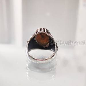 Grossiste Bague pour homme Bague de Noël en argent sterling 925 avec bourdon naturel et jaspe, pierre de naissance et aigle - Product Image 6