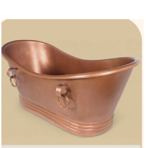 Elegante Bañera Independiente de Cobre Hecha a Mano, Rectangular, Acabado Antiguo de Lujo, Fabricante y Proveedor ODM OEM de Marca Privada - Product Image 2