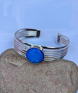 กำไลข้อมือทำมือโอปอลเงินสเตอร์ลิง925กำไลข้อมือสวยสำหรับผู้หญิง - Product Image 3