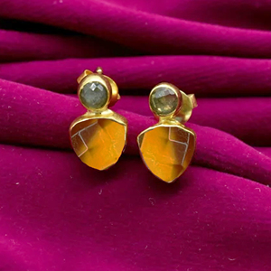 Pendientes de Plata de Ley 925 citrino y labradorita, gota de piedras preciosas chapada en oro para Joyería Fina y de moda para bodas - Product Image 3