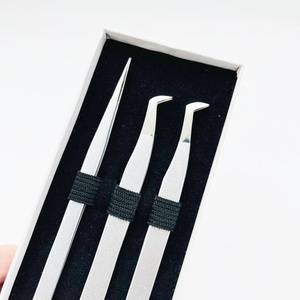 Pinzas de plata rectas de calidad superior, pinzas de extensión de pestañas de cejas de acero inoxidable sólido, etiqueta privada puntiaguda - Product Image 5