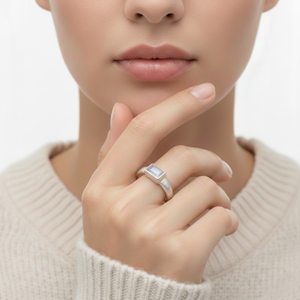 Bague fine en argent sterling 925 avec pierre de lune baguette, minimaliste, faite à la main, pour femme, fournisseur de bijoux fins en vrac unisexe - Product Image 2