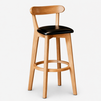 Tabouret de bar moderne en bois massif avec hauteur réglable et base à quatre pieds, design simple pour salle à manger et table d'îlot