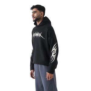 Sudadera con capucha gráfica gótica negra para hombre, ropa de calle, jersey de gran tamaño, forro polar de algodón, elegante, informal, Unisex, sudadera cálida de invierno - Product Image 4