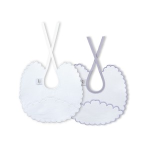 Juego de Baberos 100% Algodón, 0-12 Meses, Gris y Blanco, Paquete de 2 Unidades - Product Image 1