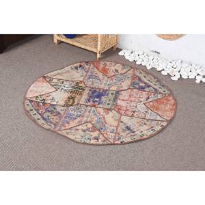 Alfombra de retales de lana Beige Vintage hecha a mano, 3,4x3,4 pies, área grande, patrón de pasillo rectangular para dormitorio, sala de estar, látex - Product Image 3
