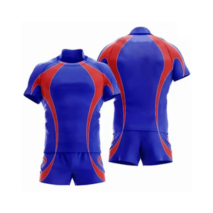 Vente en gros de shorts de sport style rugby pour hommes, service OEM, sublimation, ensemble d'uniformes rugby bleu rouge, meilleure qualité, vente en gros - Product Image 1
