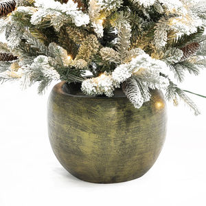 Sapin de Noël floqué pré-éclairé <span class=keywords><strong>en</strong></span> <span class=keywords><strong>pot</strong></span>, feuillage et pommes de pin enneigés, lumières LED chaudes, décoration d'hiver pour table et entrée - Product Image 5