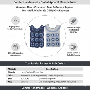 Débardeur en crochet patchwork pour femmes, haut en tricot sans manches, 100% coton, anti-froissement, vintage, motif carré bohème, mode estivale - Product Image 6