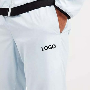 Pantalones deportivos con cremallera para hombre, chándal de algodón y poliéster con logotipo personalizado, ajuste Delgado, chándal de gimnasio, chándales de Color con cremallera completa tejida, venta al por mayor - Product Image 6