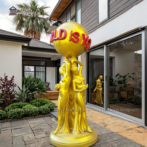 Décoration de cour de maison pleine grandeur le <span class=keywords><strong>monde</strong></span> est à vous Statue Sculpture - Product Image 1
