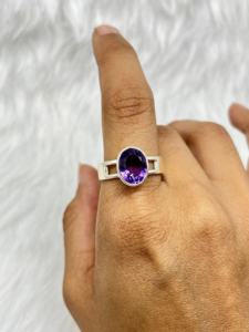 Natural Amethyst <b>Silver</b> <b>Ring</b> Handmade <b>Silver</b> Amethyst Gemstone <b>Silver</b> Statement <b>Ring</b> <b>Boho</b> <b>Ring</b> for Her - Product Image 2