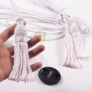 La mejor venta de cuerda pectoral religiosa, nudo redondo, cinctura con borlas de flecos, Material de lingotes de borlas de seda decorativas de seda - Product Image 3