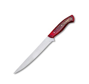 Couteau de chef à filet fait main avec manche en pomme de pin en résine rouge lame en acier inoxydable couteau à filet de cuisine - Product Image 1