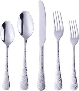 Elegante juego de cubiertos de cena de acero inoxidable chapado en oro, cubiertos modernos desechables, diseño tradicional, para fiestas, incluido un cuchillo - Product Image 5