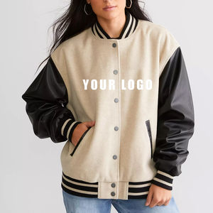 Femmes élégantes varsity veste polaire manches laine mélange vêtements d'extérieur à la mode décontracté collège porter brodé letterman bombardier - Product Image 3